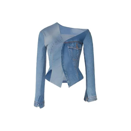 Leather Cat Denim Jacket Women's