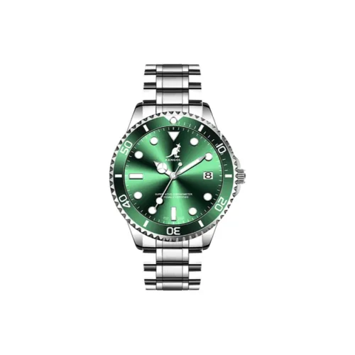 KANGOL Kangaroo Diver Collection Кварцевый механизм Ремешок из нержавеющей стали Часы Мужские Зеленый циферблат