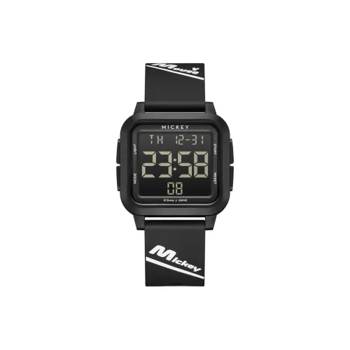 Disney Mickey Series Электронные Механические Часы Силиконовый Ремешок Унисекс Черный Циферблат