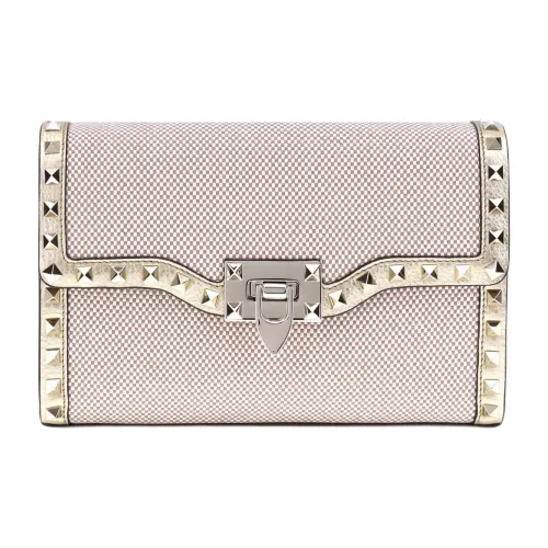 Valentino Garavani Холст Плечевая Сумка Маленькая Женская Розовая