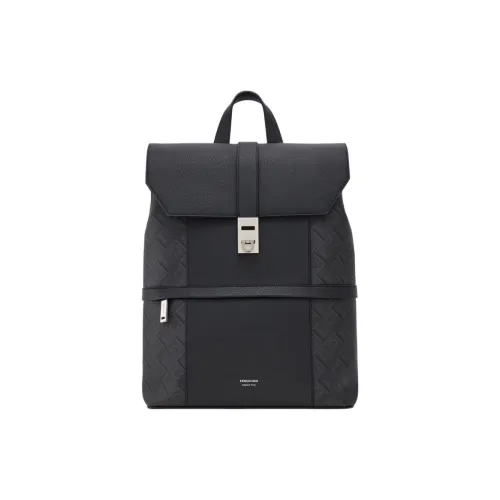FERRAGAMO Ткань Коровья Кожа Рюкзак Мужской Черный и Серый