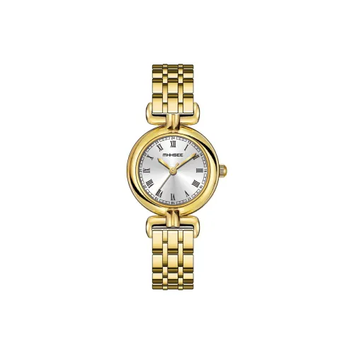 MXXSEE Коробка Greeting Card Writing Service Кварцевый механизм Нержавеющая сталь Ремешок для часов Женские часы Золотой циферблат