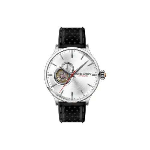 JOHN DANDY Suit Thug Наручные часы Механический механизм Коровья кожа Ремень Белый циферблат Мужские часы