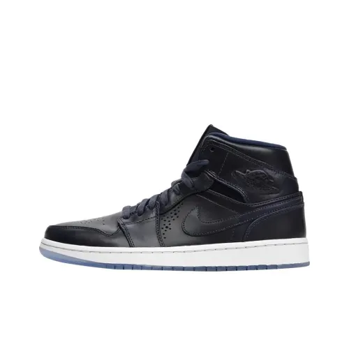 Jordan Air Jordan 1 MID Топ Винтажные баскетбольные кроссовки Мужской Синий Белый