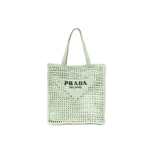 PRADA Raffia Tote Bag Shopping Bag Women's Turquoise