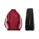 Бордовый топ + черные штаны