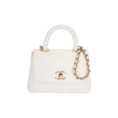 CHANEL Сумка через плечо из крупнозернистой текстуры коровьей кожи женская белая