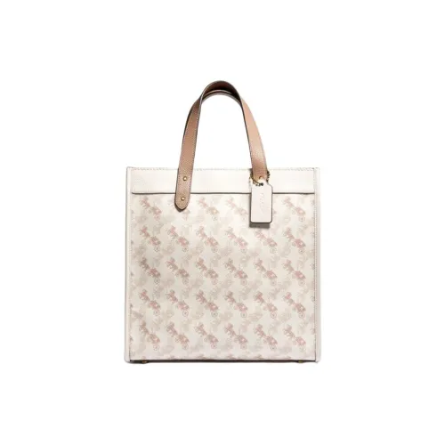 COACH Field Холст и Кожа Тоут Сумка Сумка для покупок Портативная Сумка через плечо Большая Женская Белая