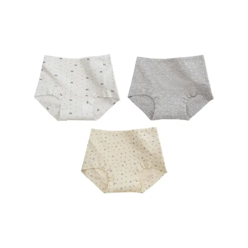 2323 [3 упаковки] Белый бант + Фотиния серый + Желтая бабочка серце женские трусики-бикини