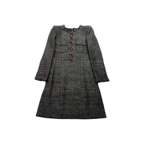 CHANEL 21K Длинное платье с длинными рукавами женское многоцветное