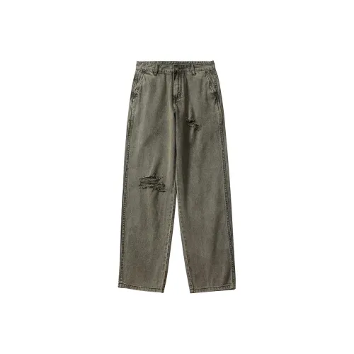 Devanro Каменно-зеленый Мужские Джинсы