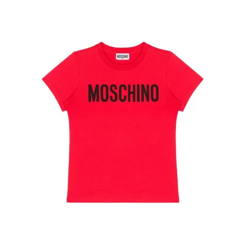 MOSCHINO T-рубашка с принтом логотипа джерси T-рубашка для детей от 3 до 7 лет
