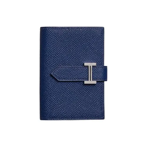 HERMES Bearn Epsom Телячья кожа Кошелек Мини Женские 73 BLEU Saphir Сапфирово-синий