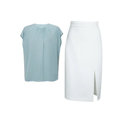 ROEYSHOUSE Светло-зеленый, белый Женские Комплекты с юбкой