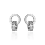 Серьги-кольца с белым цирконом (1 пара) в стиле римские цифры