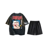 [Комплект] Черная футболка + черные повседневные шорты