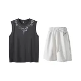 Комплект одежды (Темно-серый топ + Белый низ Фотиния Серый)