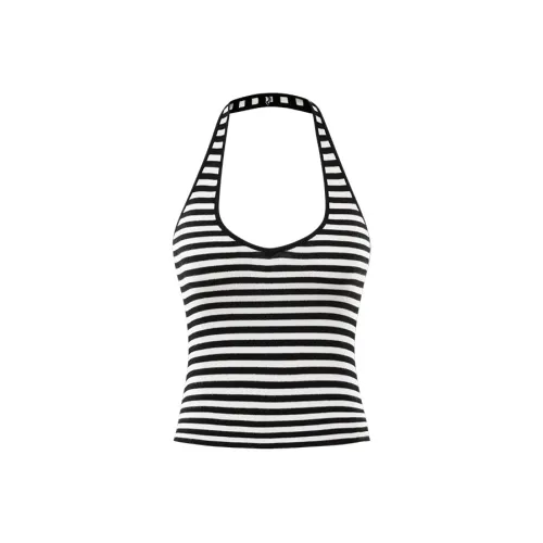 CHILL QIAOER Черно-белые полосы Женские майки