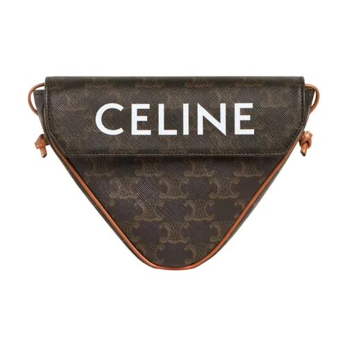 CELINE Сумка из коровьей кожи в форме треугольника сумка через плечо маленькая женская цвет рыжевато-коричневый