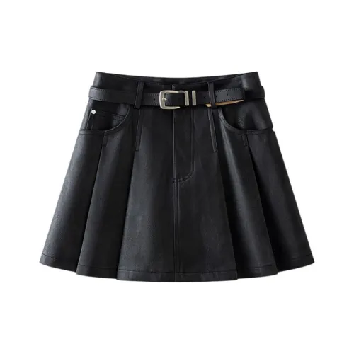 POWXV Кожаные короткие юбки женские