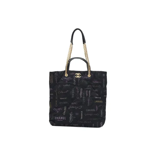 CHANEL 22P Denim Tote Bag Shopping Bag Shoulder Bag Handbag Women's Black