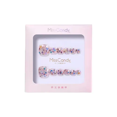 Miss Candy Многоцветный Ноги False Nail Короткий Розовый Однотонный Блестки S M L