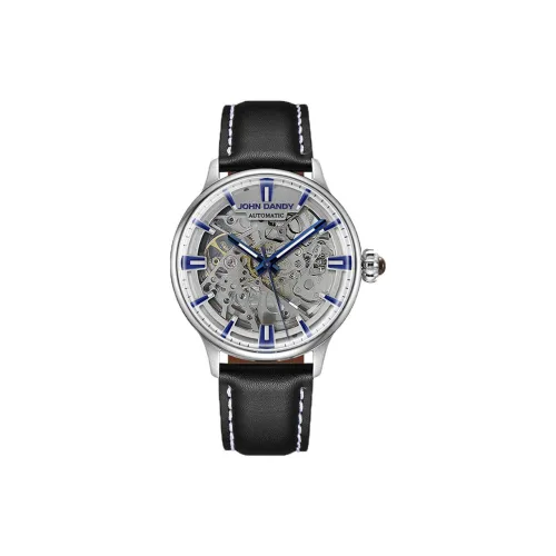 JOHN DANDY Secret Planet Наручные часы Автоматический механический механизм Коровья кожа Ремень Череп Циферблат Мужские часы