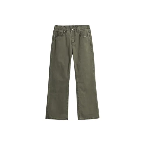 ENTONG Серо-зеленые унисекс джинсы