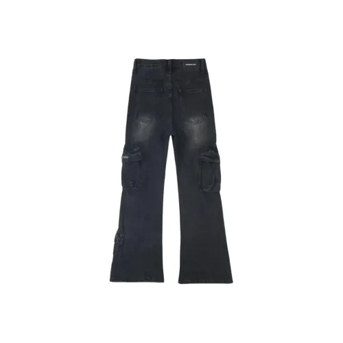 YGHOME OFFICIAL Черно-серый цвет унисекс джинсы