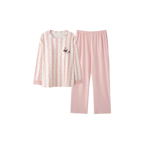 Pretty lady Розово-белый Полосы Женские Пижамные комплекты