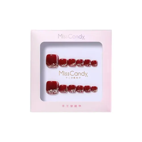 Miss Candy Rich Burgundy Ноги False Nail Short Red Solid Color Glitter S M L