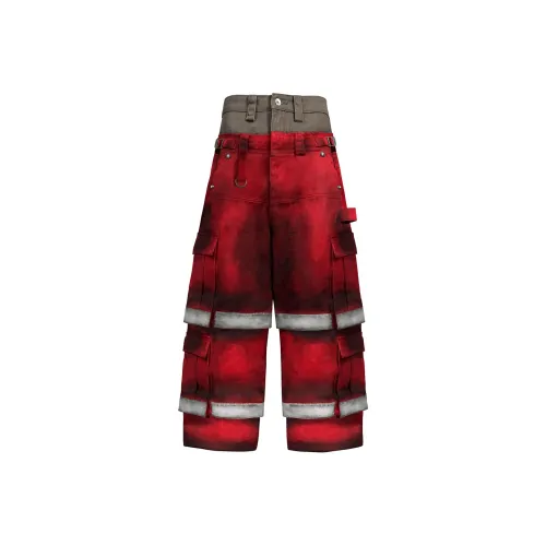 TECNINE DROP2 Fireman Карго Брюки TecNineGroup Карго Брюки Унисекс Красный Белый