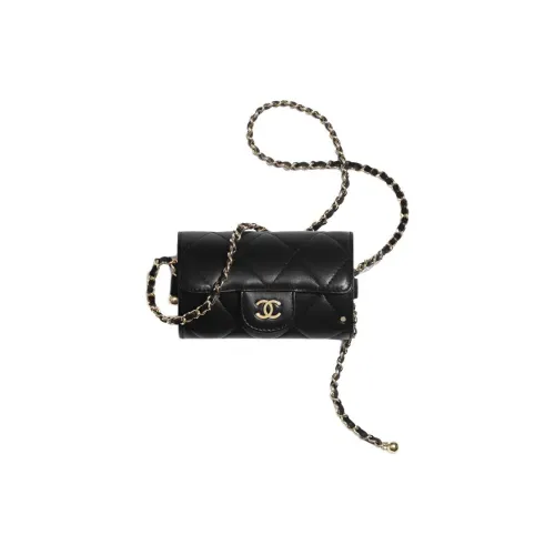 CHANEL Кожа Кошелек Клатч Сумка через плечо Женская Черная