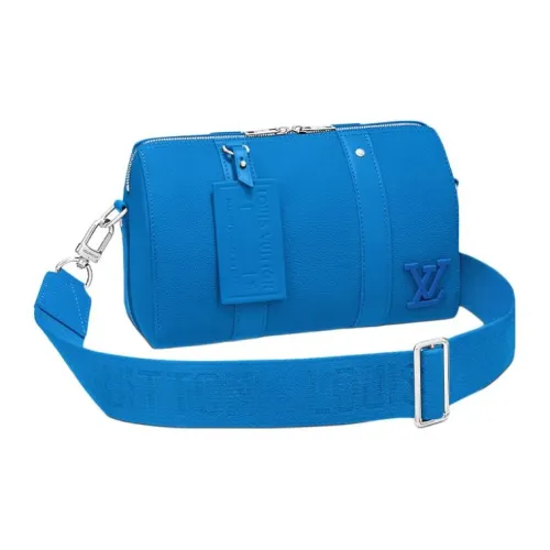 LOUIS VUITTON Keepall Коровья кожа Путешественная сумка Сумка через плечо Мужская Синяя