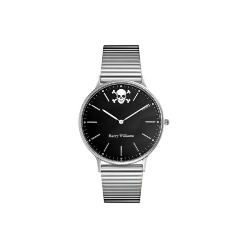 HARRY WILLIAMS Черепа Наручные часы Кварцевый механизм Коровья кожа Ремень Белый циферблат Мужские часы Премиум-коробка