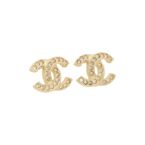 CHANEL Серьги из металла женские золотые с горным хрусталем