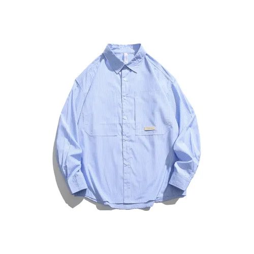 GEPURUI Белый и синий цвет Полосы Унисекс Рубашки