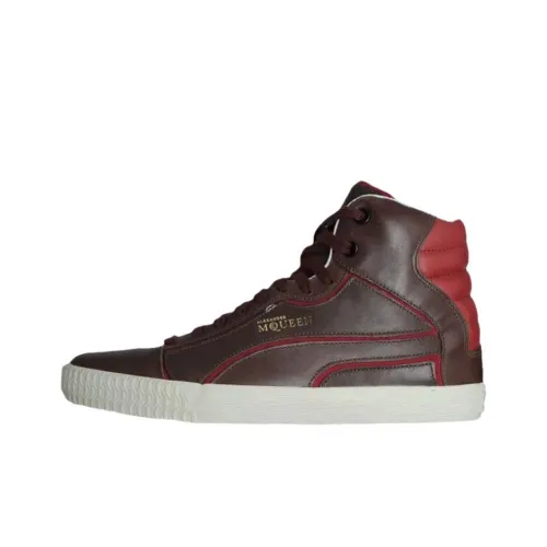 Alexander McQueen X PUMA MID Топ Скейтборд Кроссовки Мужские Красный Коричневый