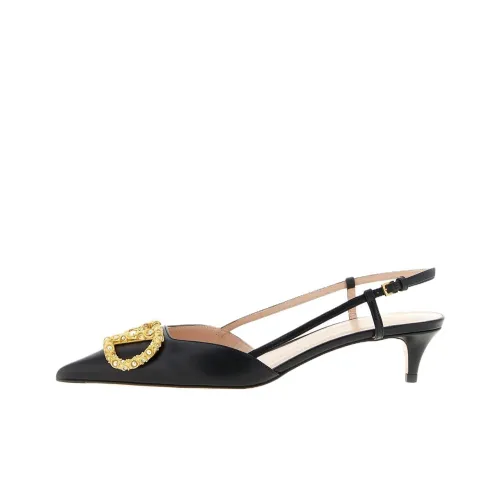 Valentino Garavani Vlogo Signature Узкий каблук Высокие каблуки 4CM Женские Черный