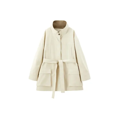 PEACEBIRD Ванильно-зеленый Женский Тренч