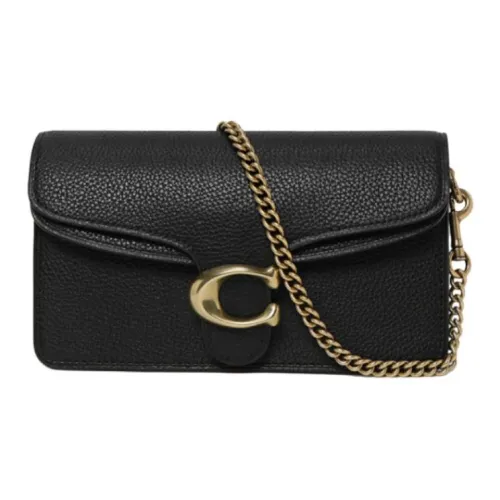 COACH Tabby Полированная Галечная Кожа Сумка через плечо Мини Женская Черная