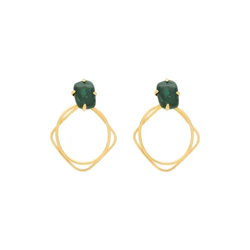 SAINT LAURENT Малахитовые серьги женские золотые