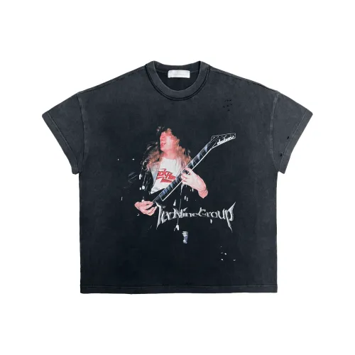 TECNINE DROP2 Металл Band Tee TecNineGroup Рок Металл Полоска T Рубашка Унисекс Промытый черный