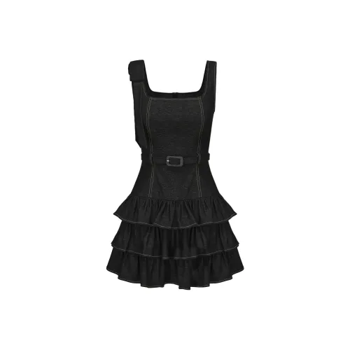 CHIWAWAMEME Джинсовый черный серый Женские Слиплатья