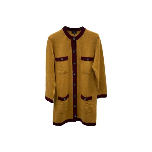 CHANEL 21K Длинное платье с длинными рукавами женское коричневое