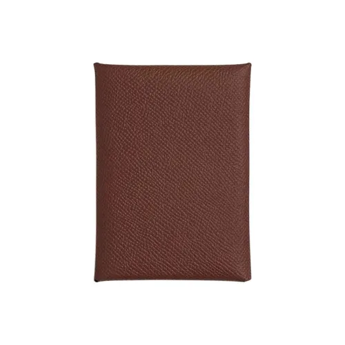 HERMES Эпсомская кожа Картхолдер Унисекс 4D Terre Земляной желтый