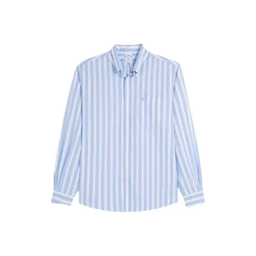 BROOKS BROTHERS Синий с Белым Lettering Мужские Рубашки