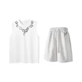 Комплект одежды (Белый топ + Белый Фотиния Серый низ)