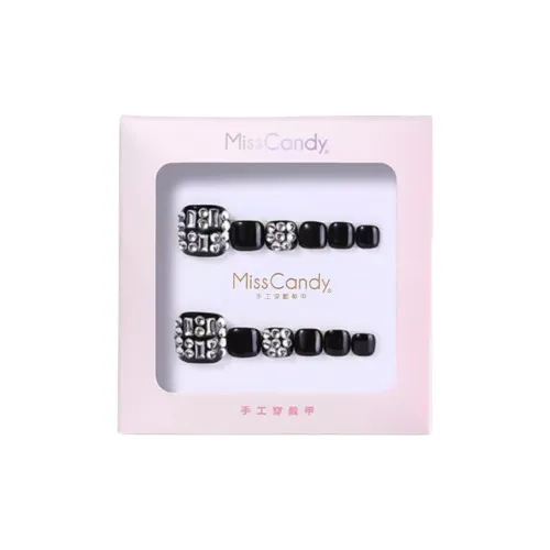 Miss Candy Aura Черный бриллиант Обувь False Nail Короткий Черный Однотонный Стразы Украшенный S M L