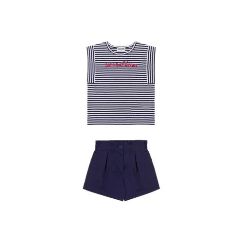 MOSCHINO Повседневная спортивная одежда Полосатый Топ и Шорты Комплект Логотип Вышивка 2 предмета Комплект для детей 3-7 лет